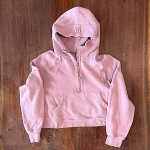 Lululemon Athletica Pink Cotton Half-Zip Hooded Sweatshirt